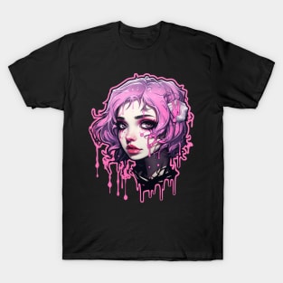 Pink Cyber Goth Girl Bubblegum T-Shirt